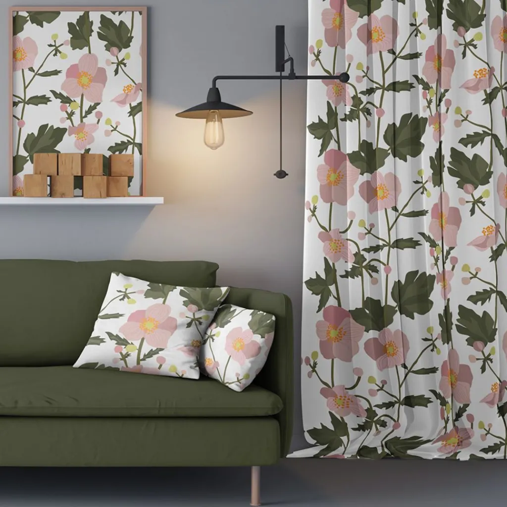 Gardintyger Mönstrade|Arvidssons Textil<Arvidssons textil Anemon rosa tyg