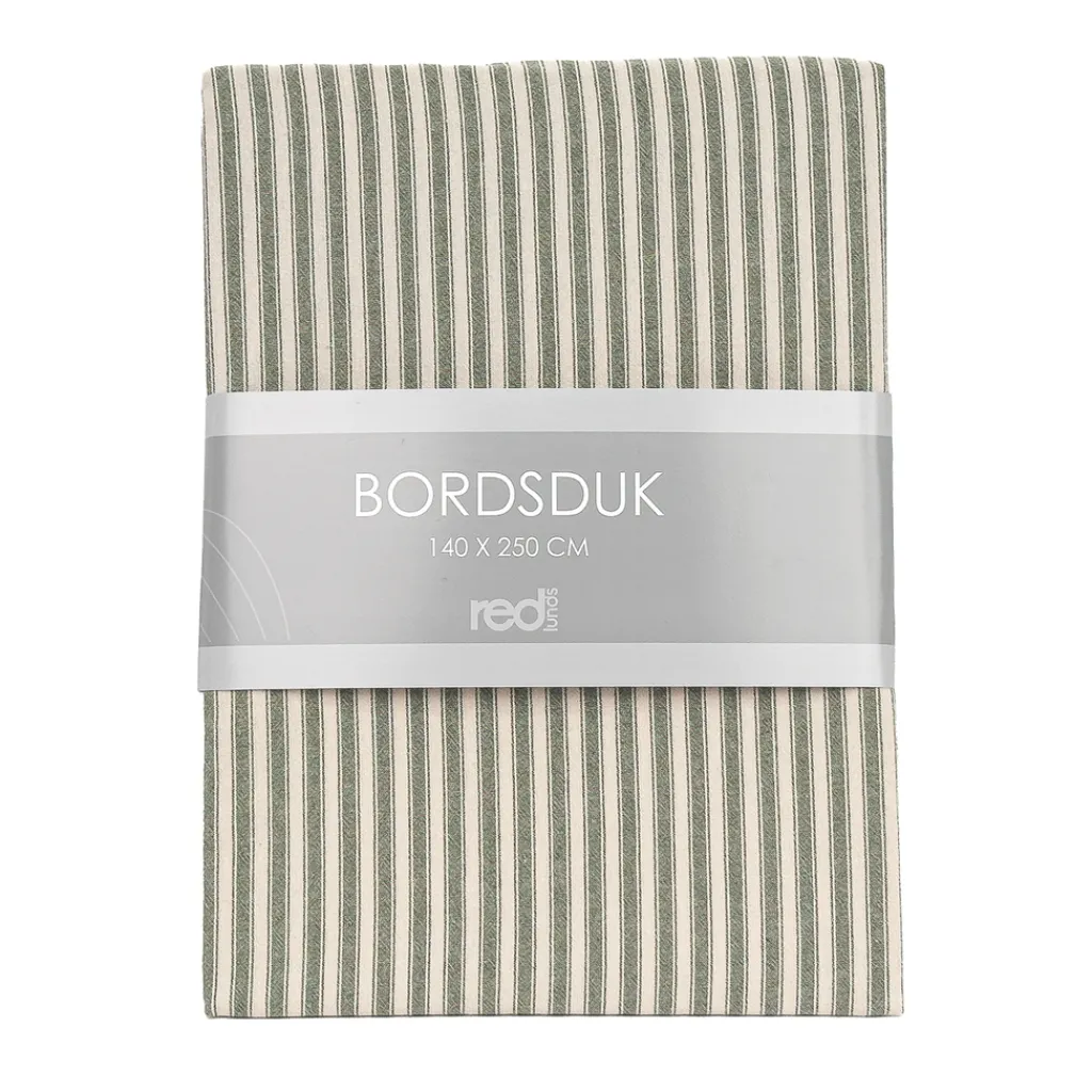 Juldukar|Bordsduk<Redlunds Anna mörkgrön bordsduk – Randig duk i bomull 140x250 cm
