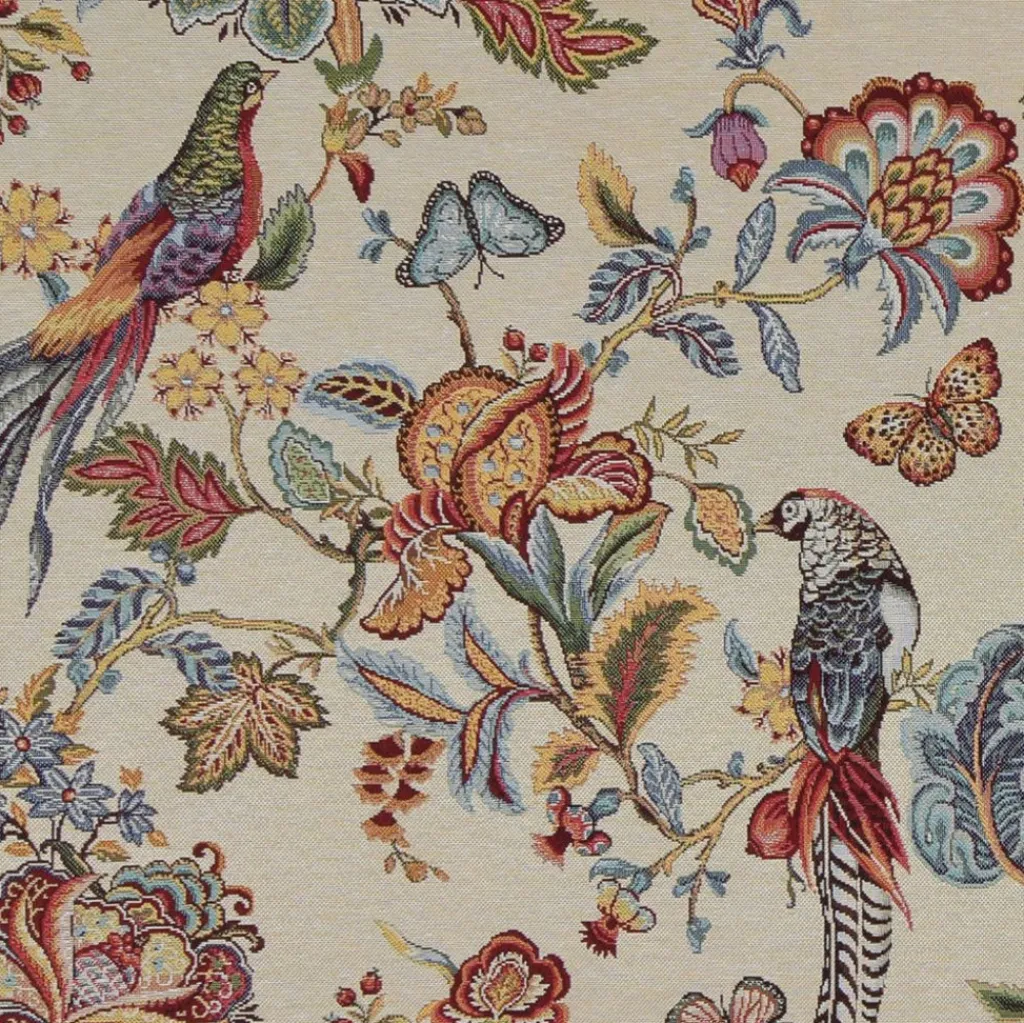 Blommiga Möbeltyger|Mönstrade Möbeltyger<Nordisk Textil Bailey creme gobeläng