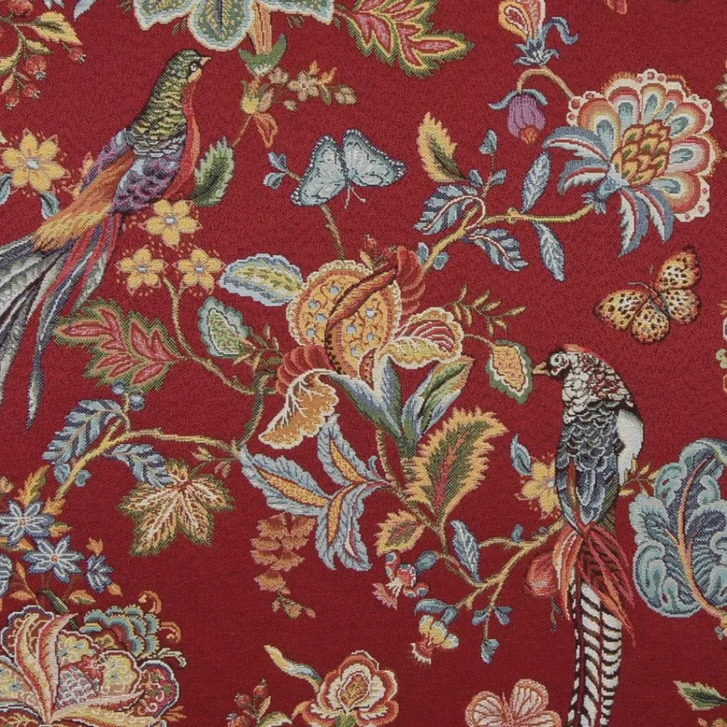 Blommiga Möbeltyger|Mönstrade Möbeltyger<Nordisk Textil Bailey röd gobeläng