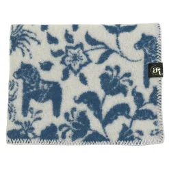 Babyfiltar|Ullplädar<Arvidssons textil Barnfilt Leksand blå 65x95cm med dalahästar och kurbits