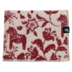 Babyfiltar|Ullplädar<Arvidssons textil Barnfilt Leksand röd 65x95cm med dalahästar och kurbits
