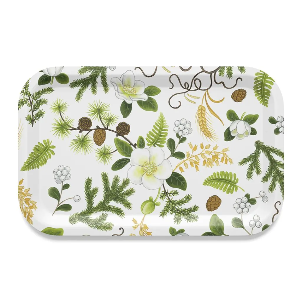 Brickor<Arvidssons textil Barr & Blom offwhite-grön bricka 27×20cm