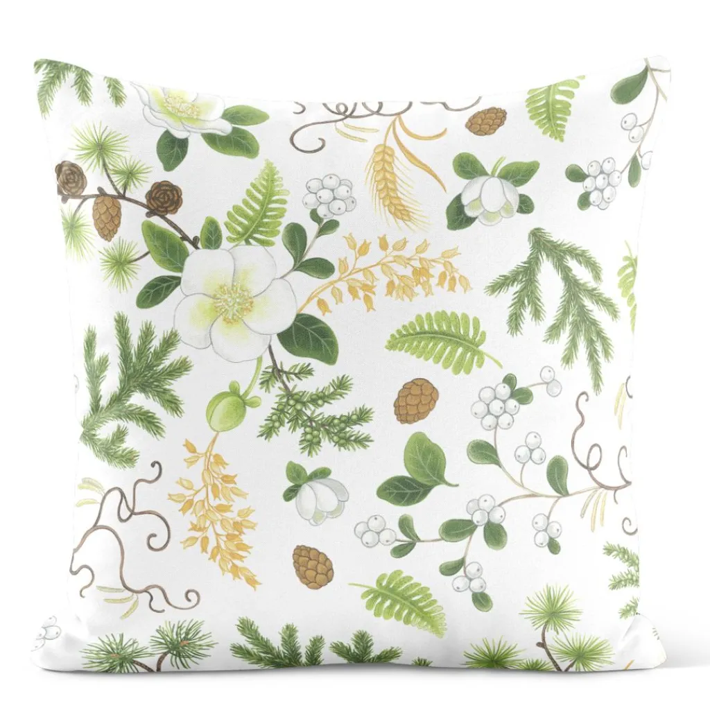 Julkuddar|Mönstrade Kuddfodral<Arvidssons textil Barr & Blom offwhite/grön – kuddfodral