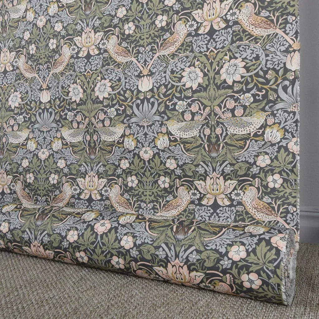 Arts & Crafts Tyger|Gardintyger Mönstrade<Nordisk Textil Beautiful birds grå-blå tyg
