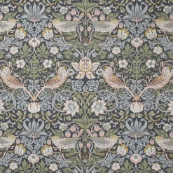 Arts & Crafts Tyger|Gardintyger Mönstrade<Nordisk Textil Beautiful birds grå-blå tyg