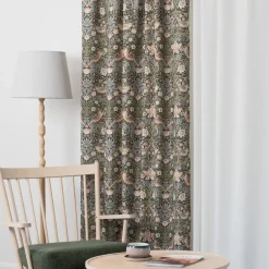 Arts & Crafts Tyger|Gardintyger Mönstrade<Nordisk Textil Beautiful birds grå-blå tyg