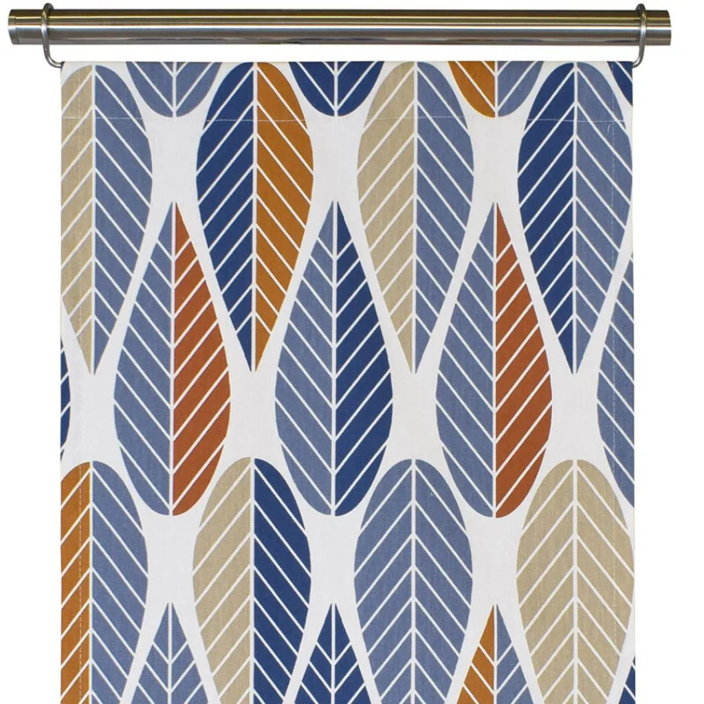 Panelgardiner<Arvidssons textil Blader blå panelgardiner