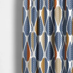 Gardintyger Mönstrade|Arvidssons Textil<Arvidssons textil Blader blå tyg
