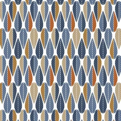 Gardintyger Mönstrade|Arvidssons Textil<Arvidssons textil Blader blå tyg