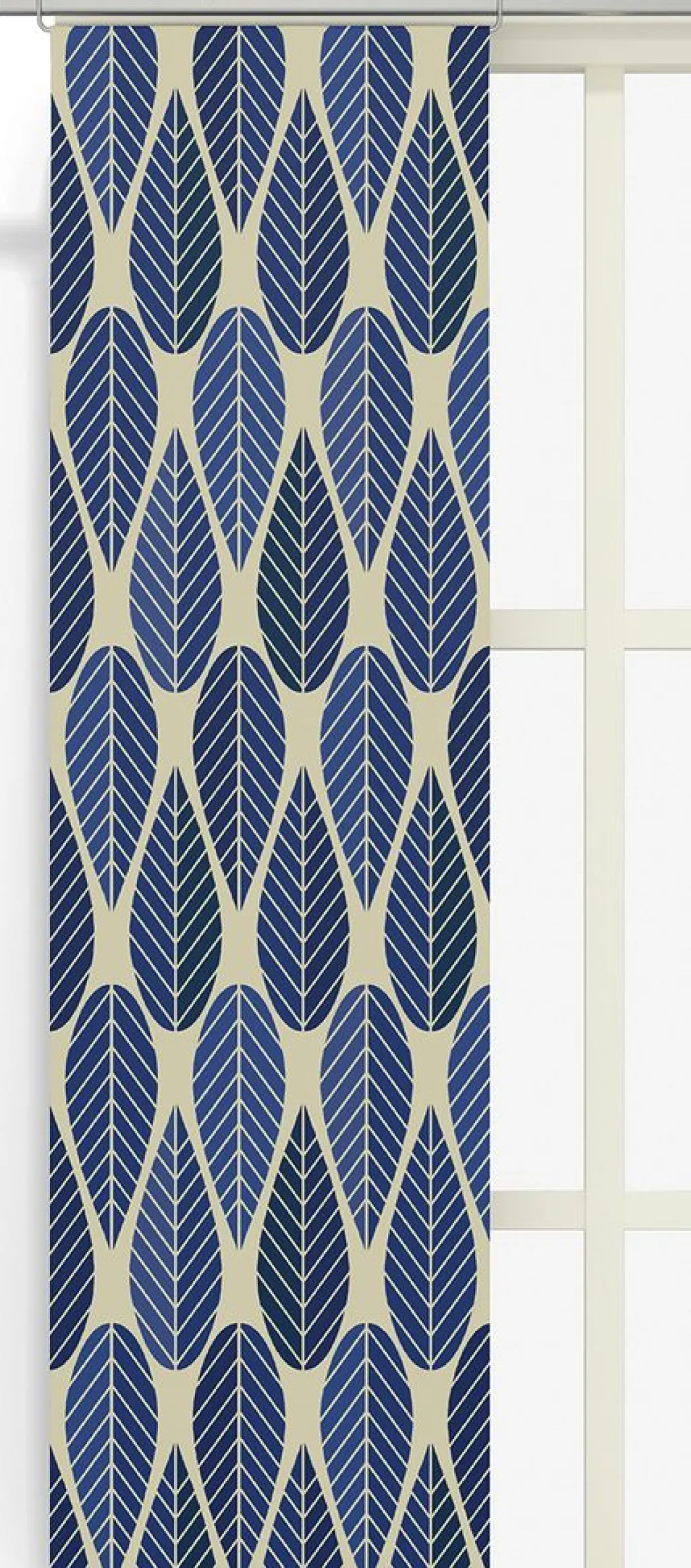 Panelgardiner<Arvidssons textil Blader culla blå panelgardiner