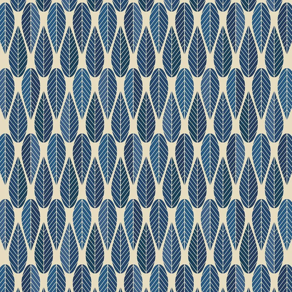 Gardintyger Mönstrade|Arvidssons Textil<Arvidssons textil Blader culla blå tyg