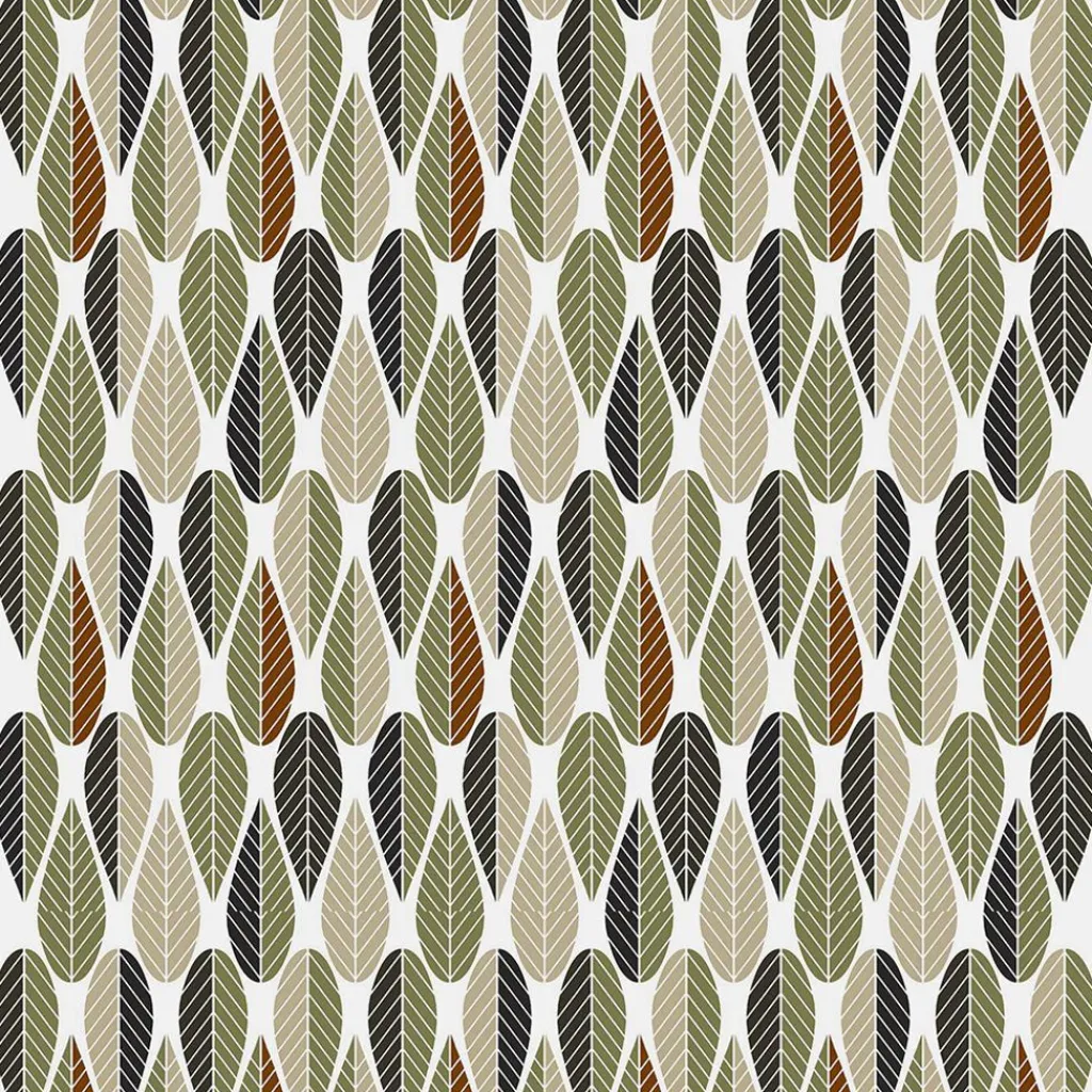 Gardintyger Mönstrade|Arvidssons Textil<Arvidssons textil Blader grön-beige tyg
