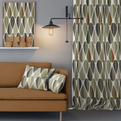 Gardintyger Mönstrade|Arvidssons Textil<Arvidssons textil Blader grön-beige tyg