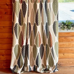 Gardintyger Mönstrade|Arvidssons Textil<Arvidssons textil Blader grön-beige tyg