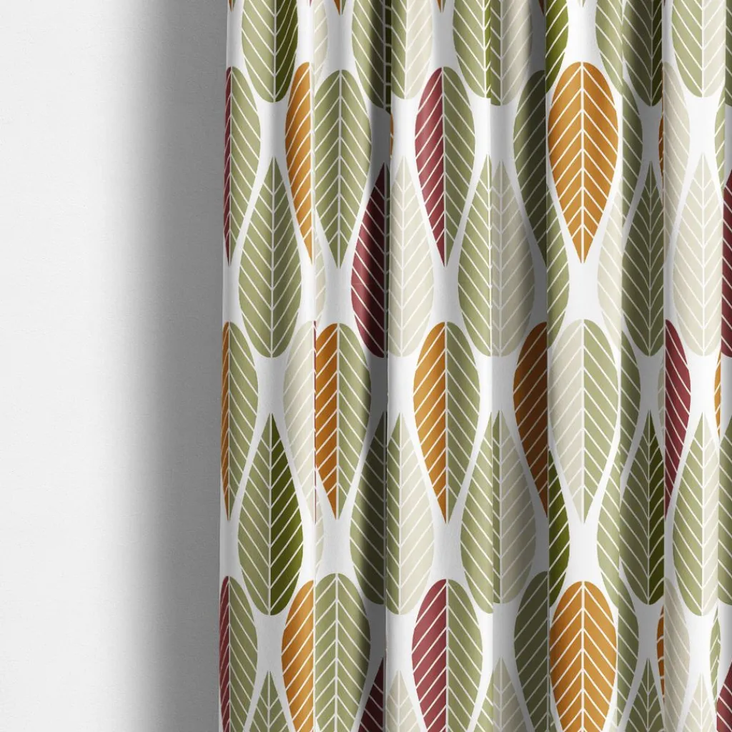 Gardintyger Mönstrade|Arvidssons Textil<Arvidssons textil Blader grön-rost tyg
