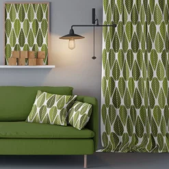Gardintyger Mönstrade|Arvidssons Textil<Arvidssons textil Blader grön tyg