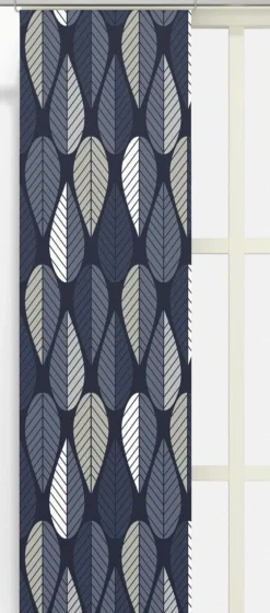 Panelgardiner<Arvidssons textil Blader mörkblå panelgardiner