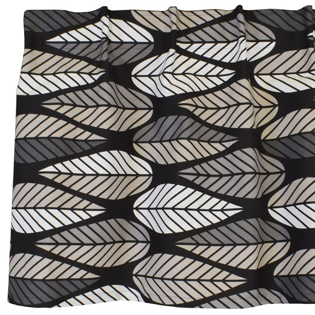 Gardinkappor Mönstrade<Arvidssons textil Blader svart gardinkappa metervara
