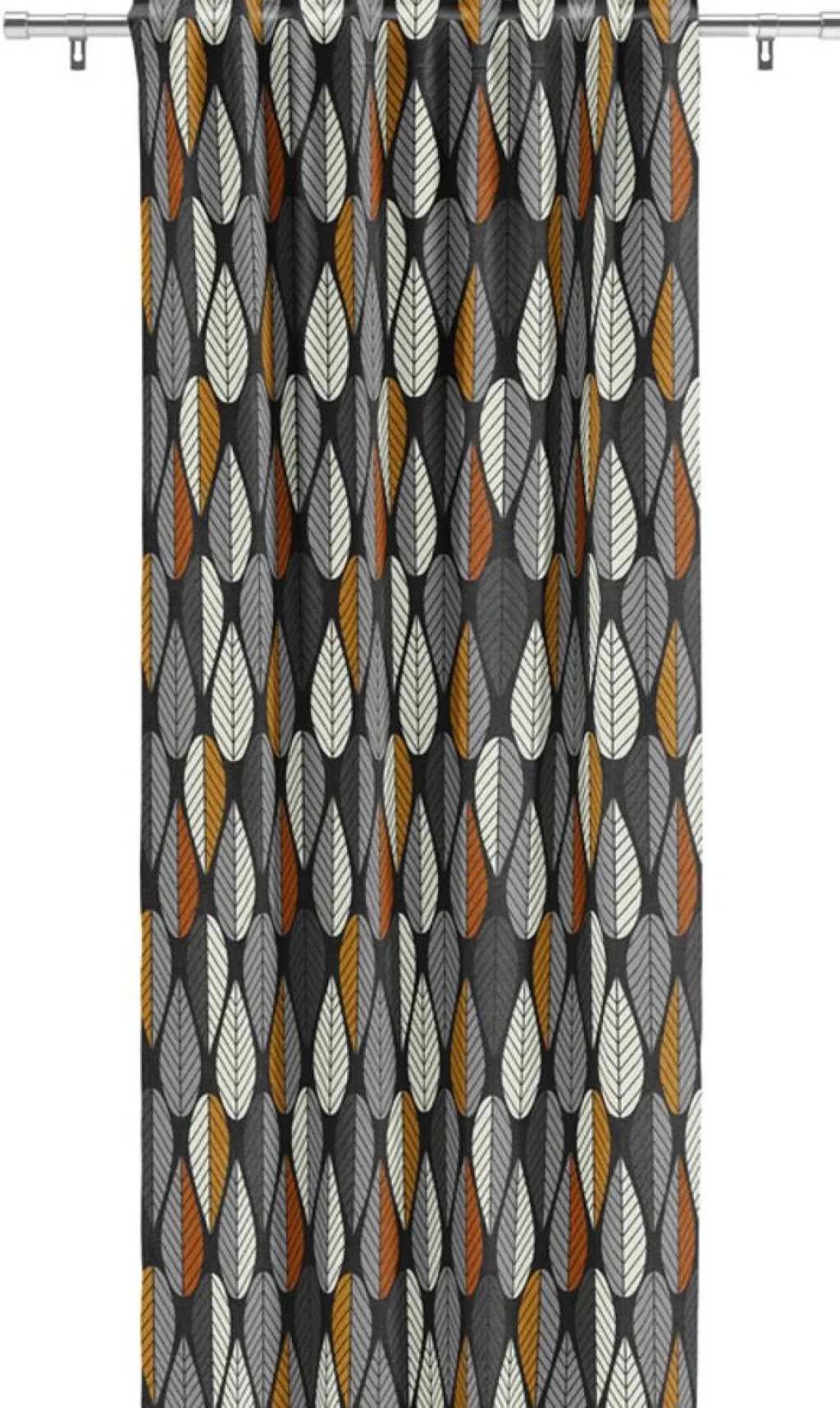 Gardintyger Mönstrade|Arvidssons Textil<Arvidssons textil Blader svart-orange tyg