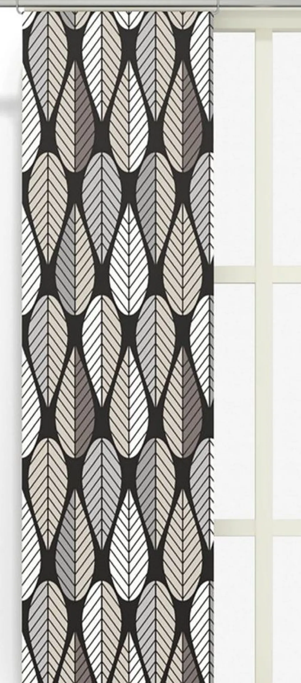 Panelgardiner<Arvidssons textil Blader svart panelgardiner