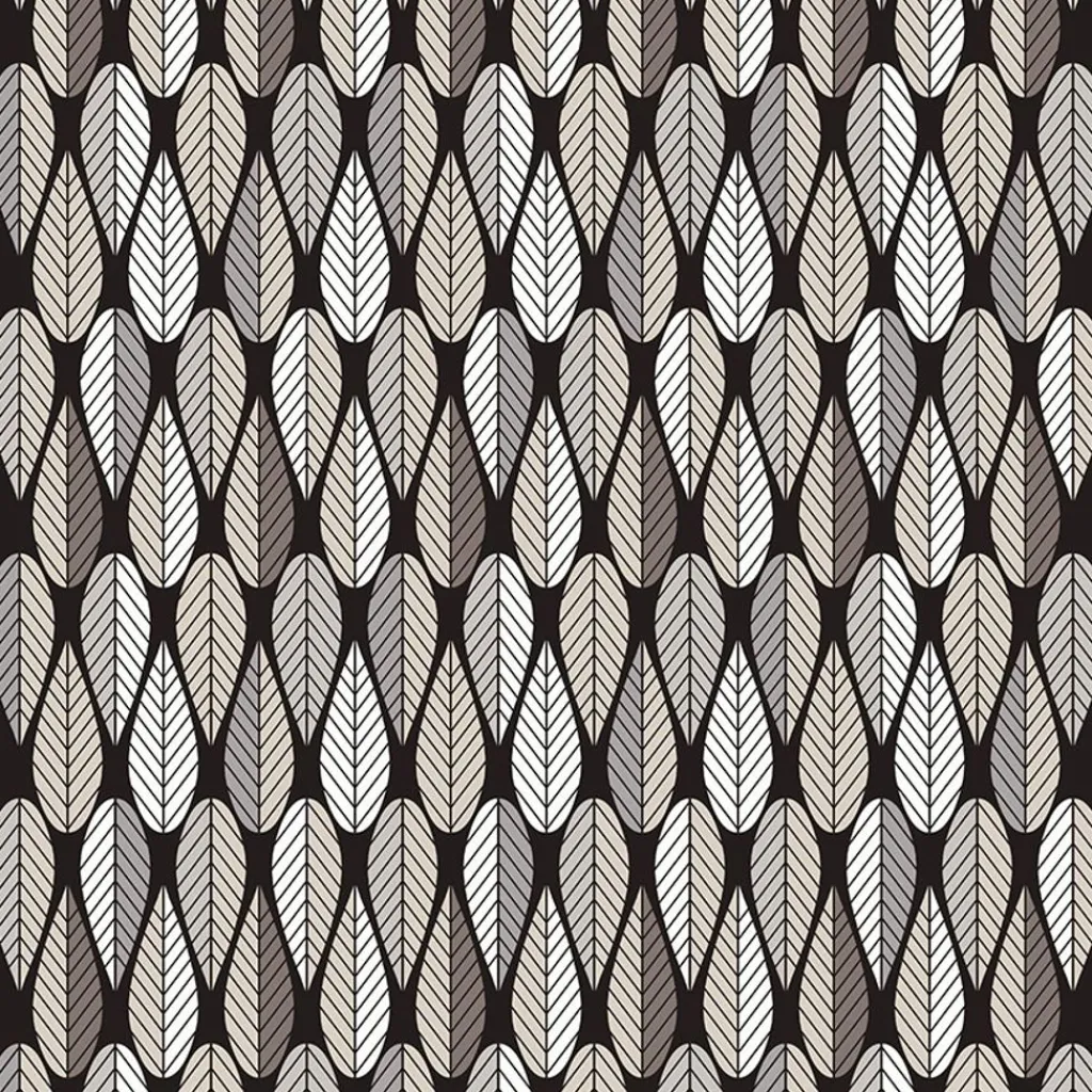 Gardintyger Mönstrade|Arvidssons Textil<Arvidssons textil Blader svart tyg