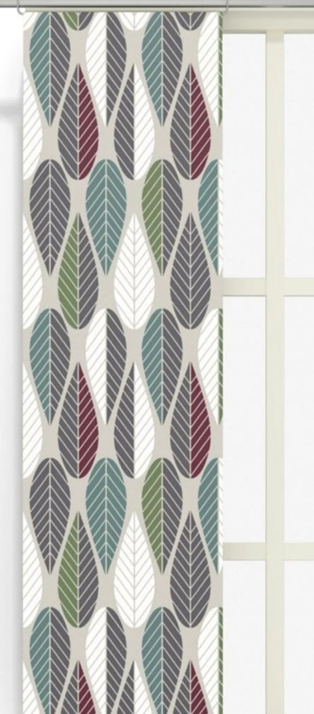 Panelgardiner<Arvidssons textil Blader vinröd panelgardiner