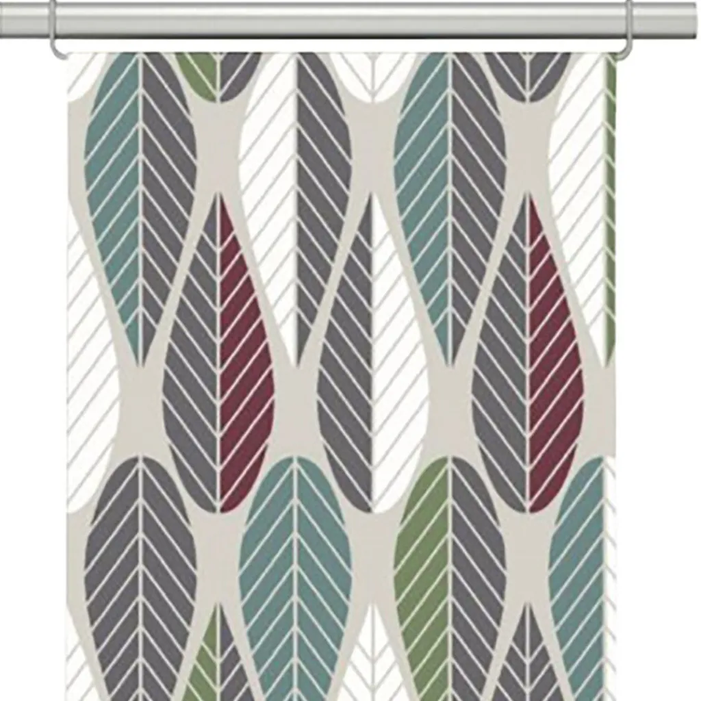 Panelgardiner<Arvidssons textil Blader vinröd panelgardiner