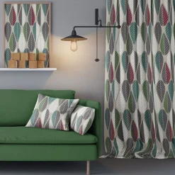 Gardintyger Mönstrade|Arvidssons Textil<Arvidssons textil Blader vinröd tyg