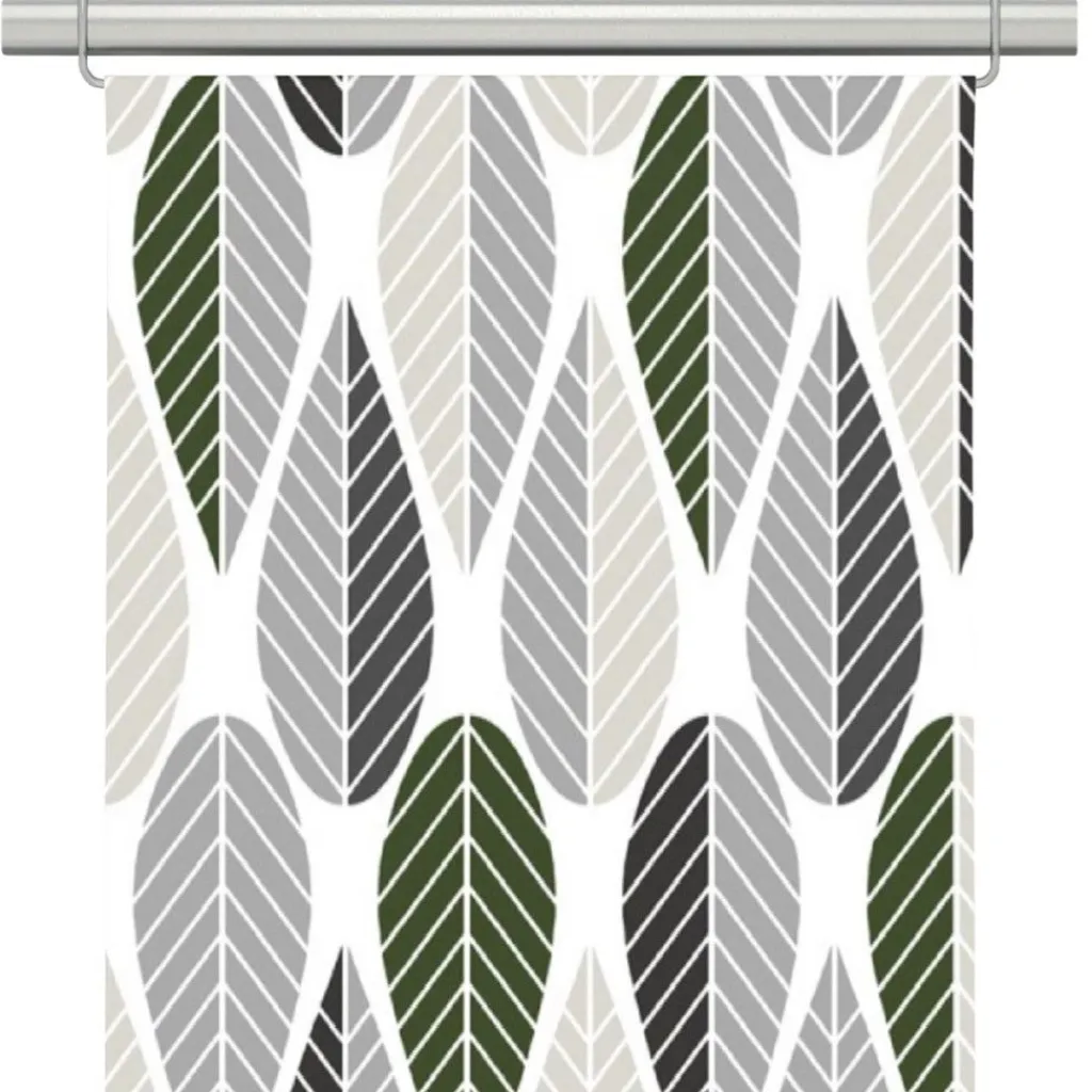 Panelgardiner<Arvidssons textil Blader vit-grå panelgardiner