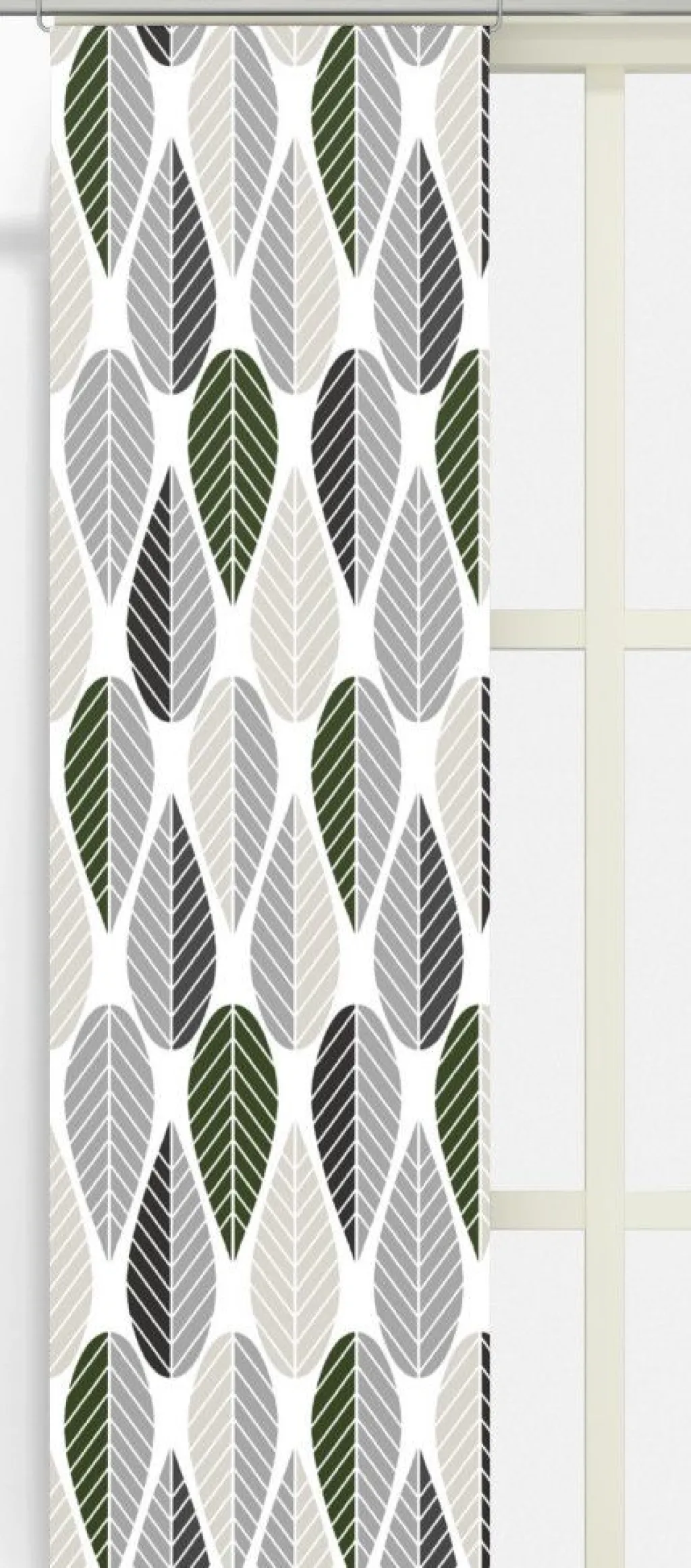 Panelgardiner<Arvidssons textil Blader vit-grå panelgardiner