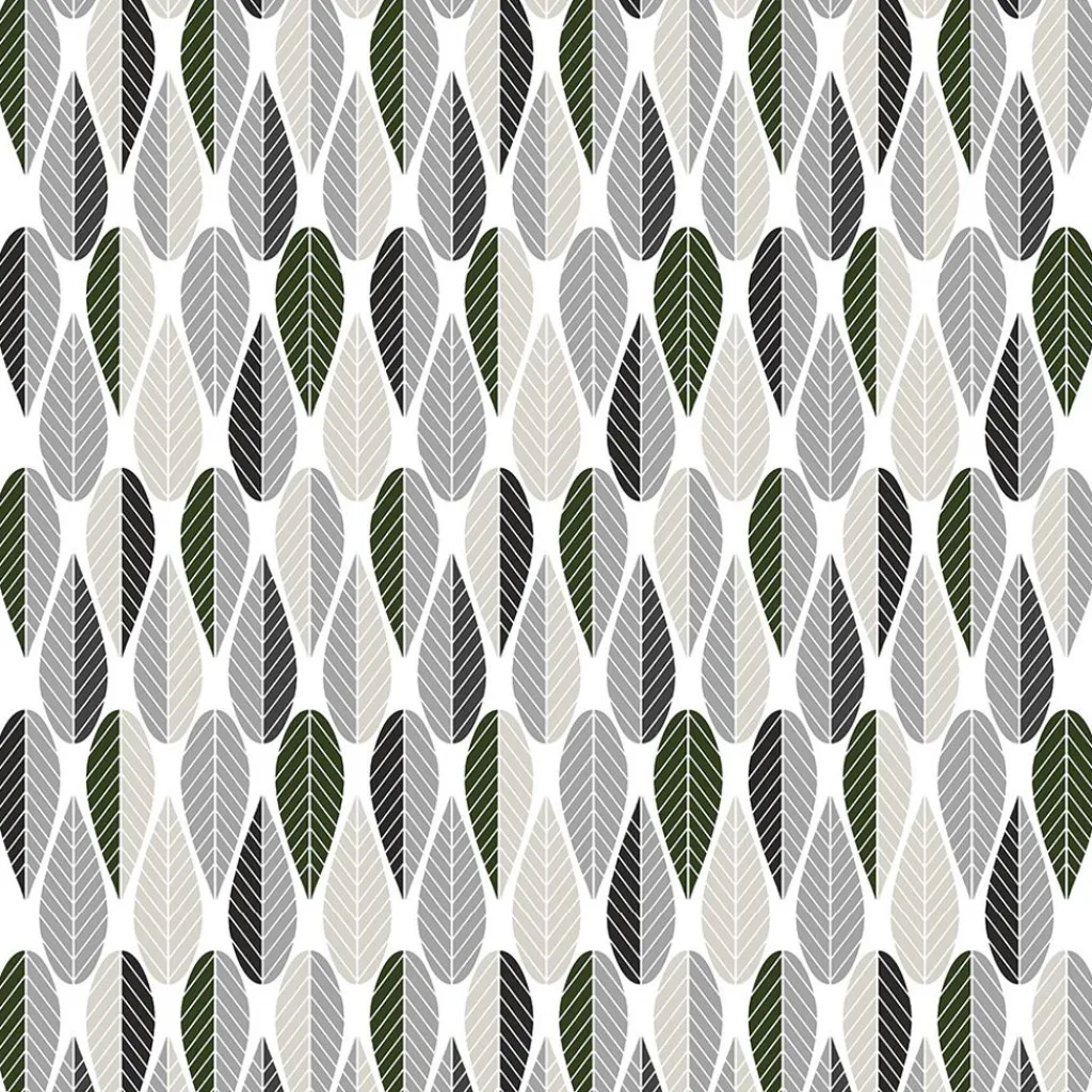 Gardintyger Mönstrade|Arvidssons Textil<Arvidssons textil Blader vit-grå tyg