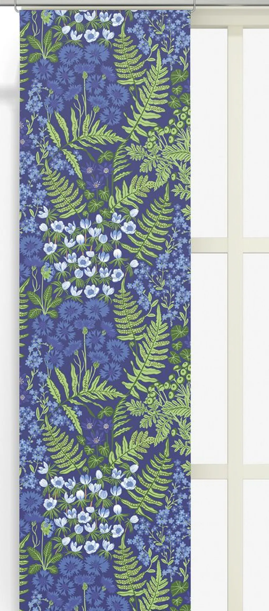 Panelgardiner<Arvidssons textil Blå Blom blå panelgardiner