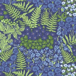 Brickor<Arvidssons textil Blå Blom blå rund bricka Ø31cm