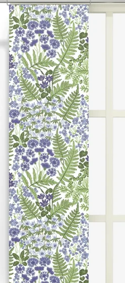 Panelgardiner<Arvidssons textil Blå Blom vit panelgardiner
