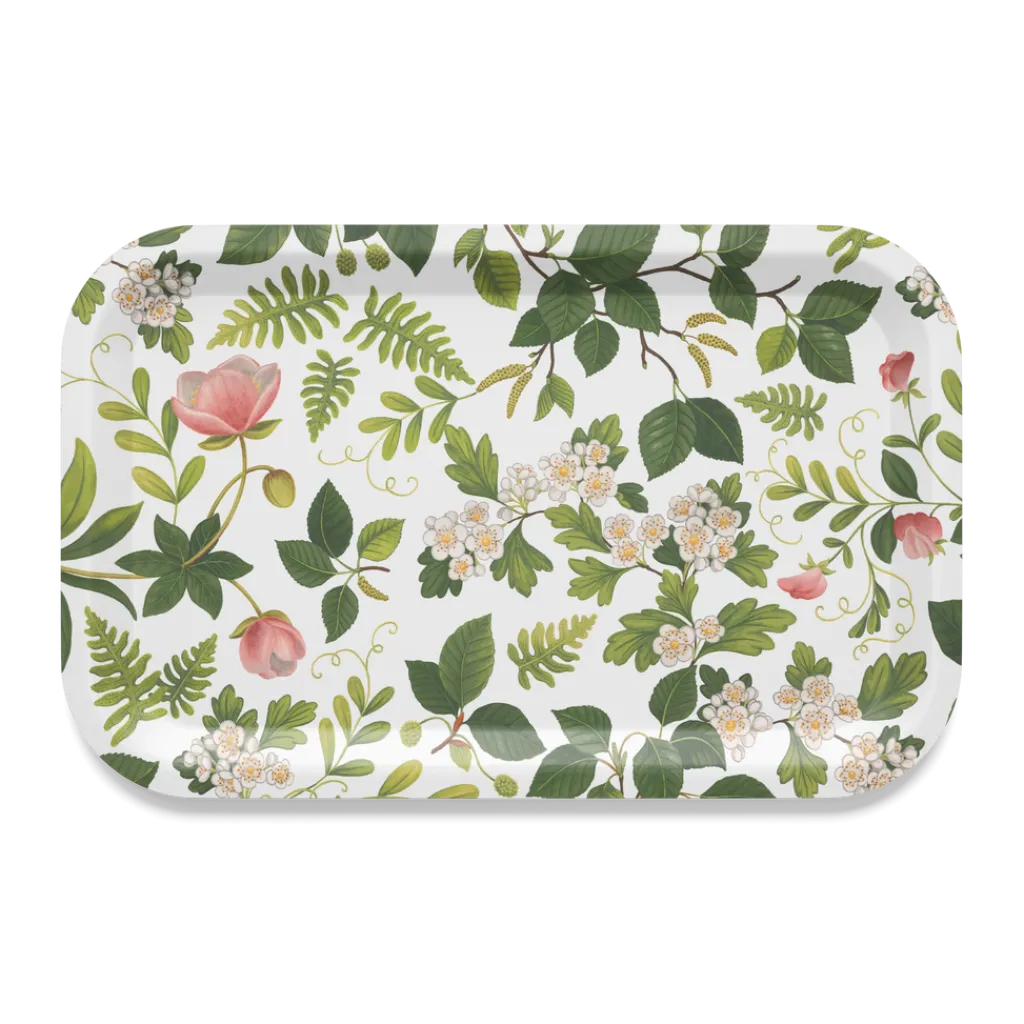 Brickor<Arvidssons textil Blomsterlund grön - Bricka 33xc21cm