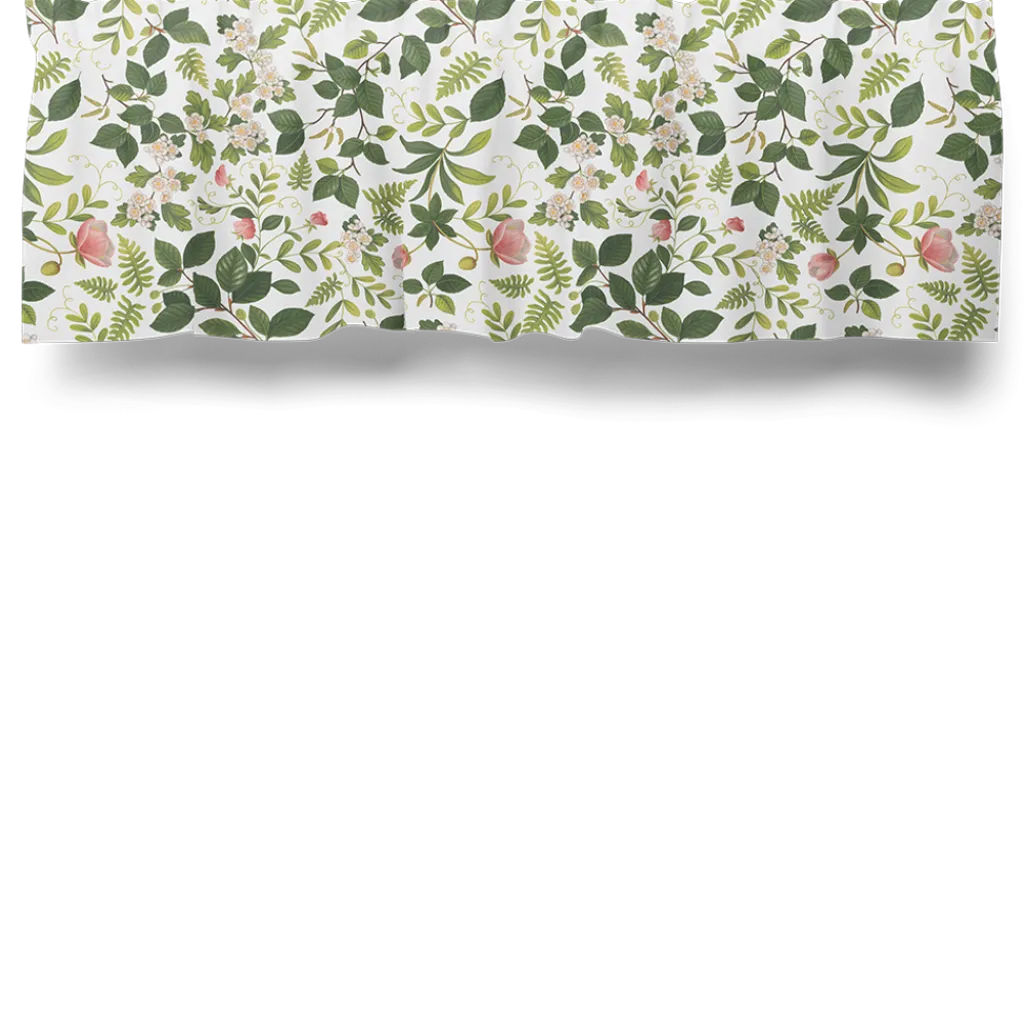 Gardinkappor Mönstrade<Arvidssons textil Blomsterlund grön - gardinkappa metervara