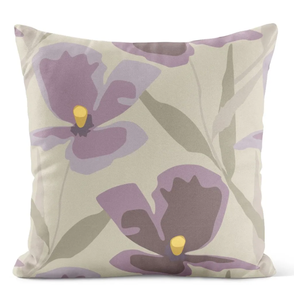 Mönstrade Kuddfodral<Arvidssons textil Blomsterskrud culla lila kuddfodral