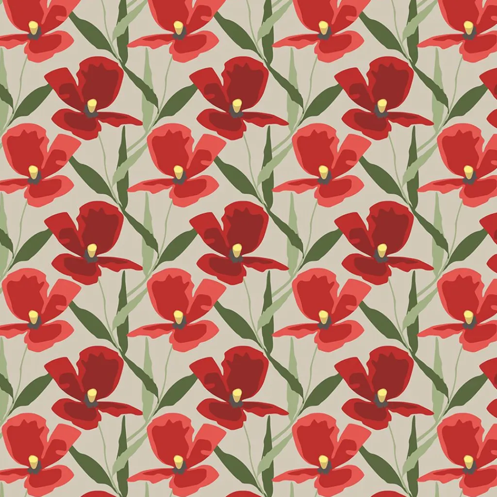 Gardintyger Mönstrade|Arvidssons Textil<Arvidssons textil Blomsterskrud culla röd tyg
