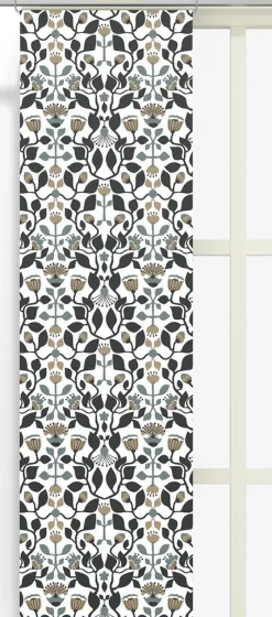 Panelgardiner<Arvidssons textil Blomstersnår turkos panelgardiner