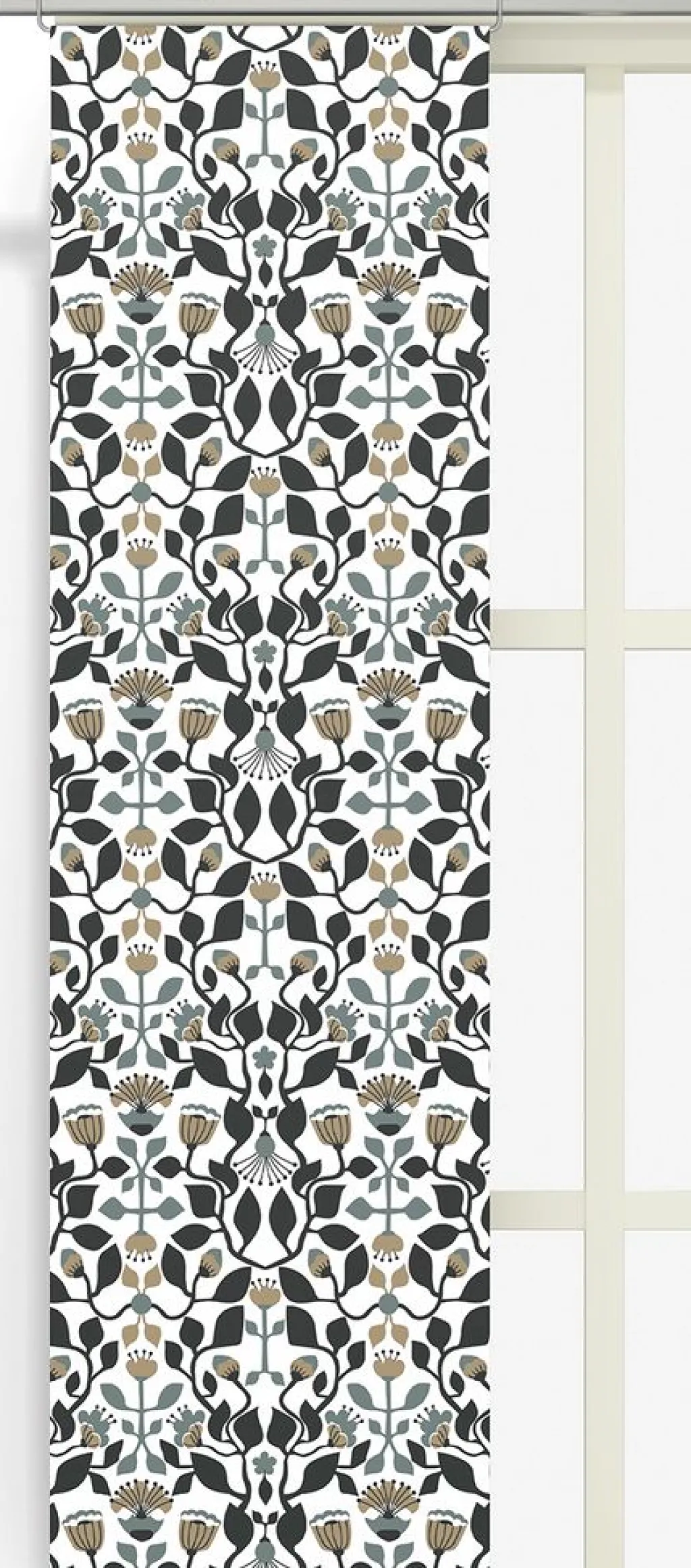Panelgardiner<Arvidssons textil Blomstersnår turkos panelgardiner
