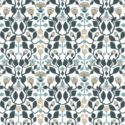 Gardintyger Mönstrade|Arvidssons Textil<Arvidssons textil Blomstersnår turkos tyg