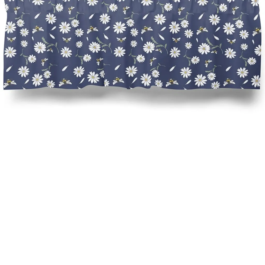 Gardinkappor Mönstrade|Rea Gardiner<Arvidssons textil Blomstersurr blå gardinkappa metervara