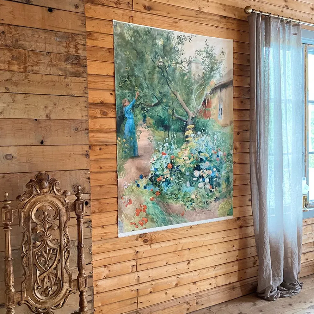 Tygtavla<Svanefors Blomsterträdgård 95x130 Tygtavla - Carl Larsson
