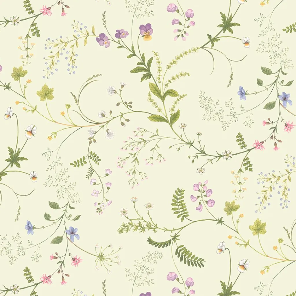 Gardintyger Mönstrade|Arvidssons Textil<Arvidssons textil Blomsteryra gul blommigt tyg