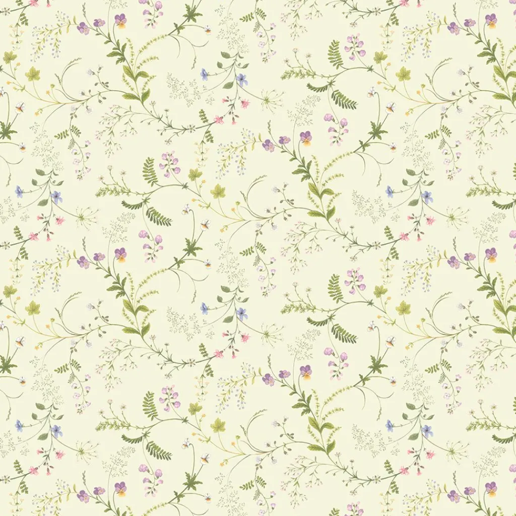 Gardintyger Mönstrade|Arvidssons Textil<Arvidssons textil Blomsteryra gul blommigt tyg