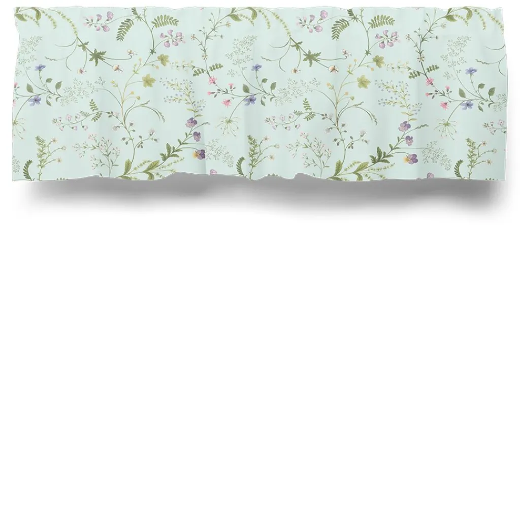 Gardinkappor Mönstrade<Arvidssons textil Blomsteryra ljusblå gardinkappa metervara
