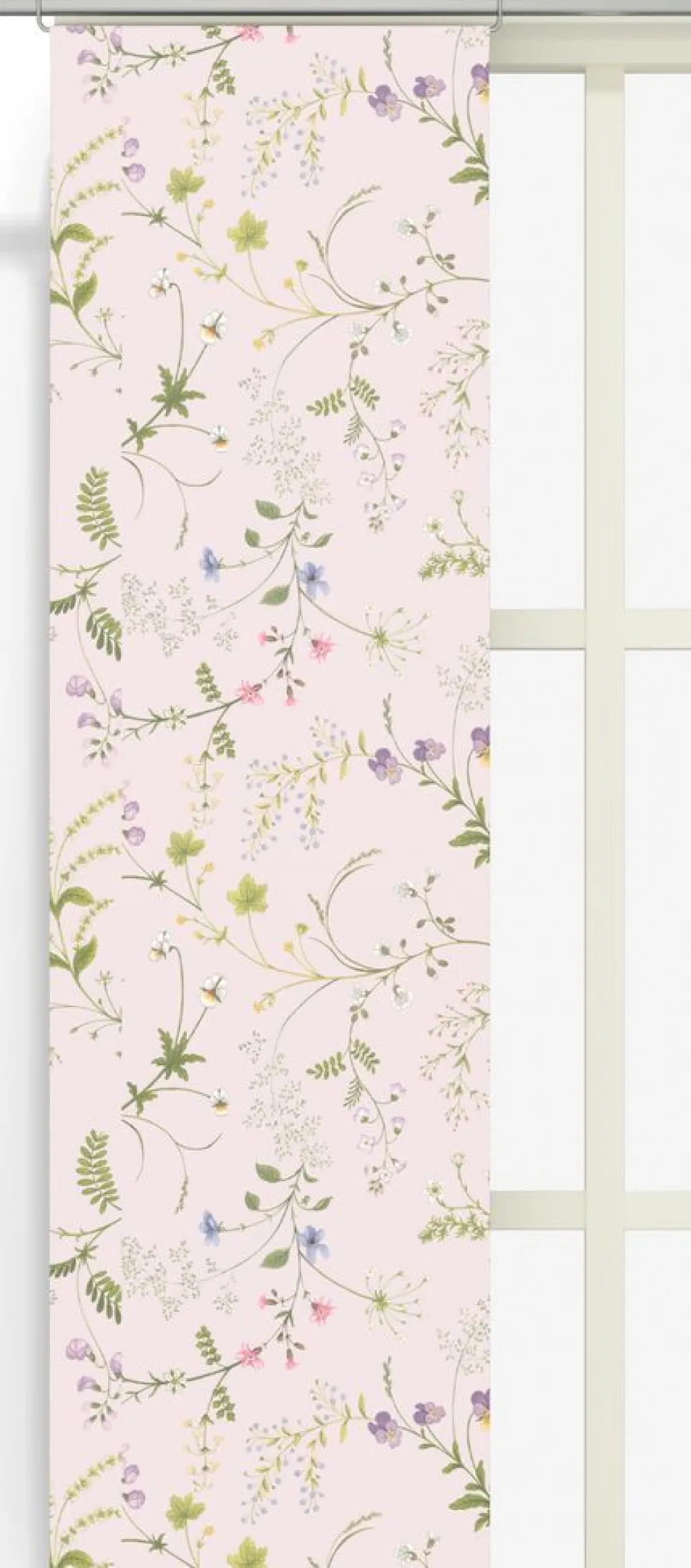 Panelgardiner<Arvidssons textil Blomsteryra rosa panelgardiner