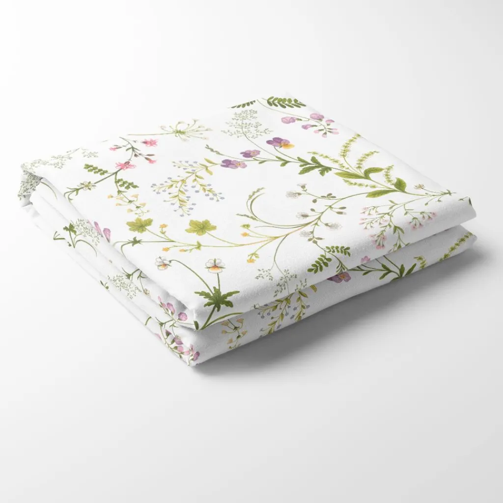 Bordsduk<Arvidssons textil Blomsteryra vit bordsduk
