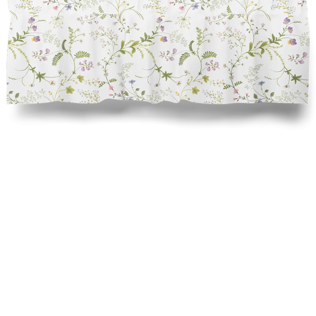 Gardinkappor Mönstrade<Arvidssons textil Blomsteryra vit gardinkappa metervara
